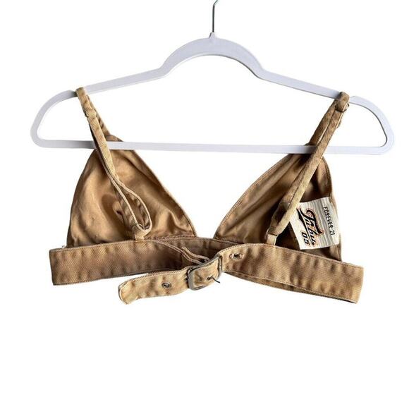 Fubu x Forever 21 Bralette Women's L‎ Tan Y2K Buckle Closure Summer - Picture 3 of 7